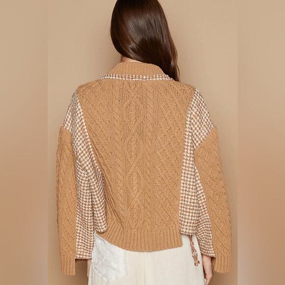 413 POL Women's Mocha Multi Plaid Cardigan NEW - Picture 6 of 11